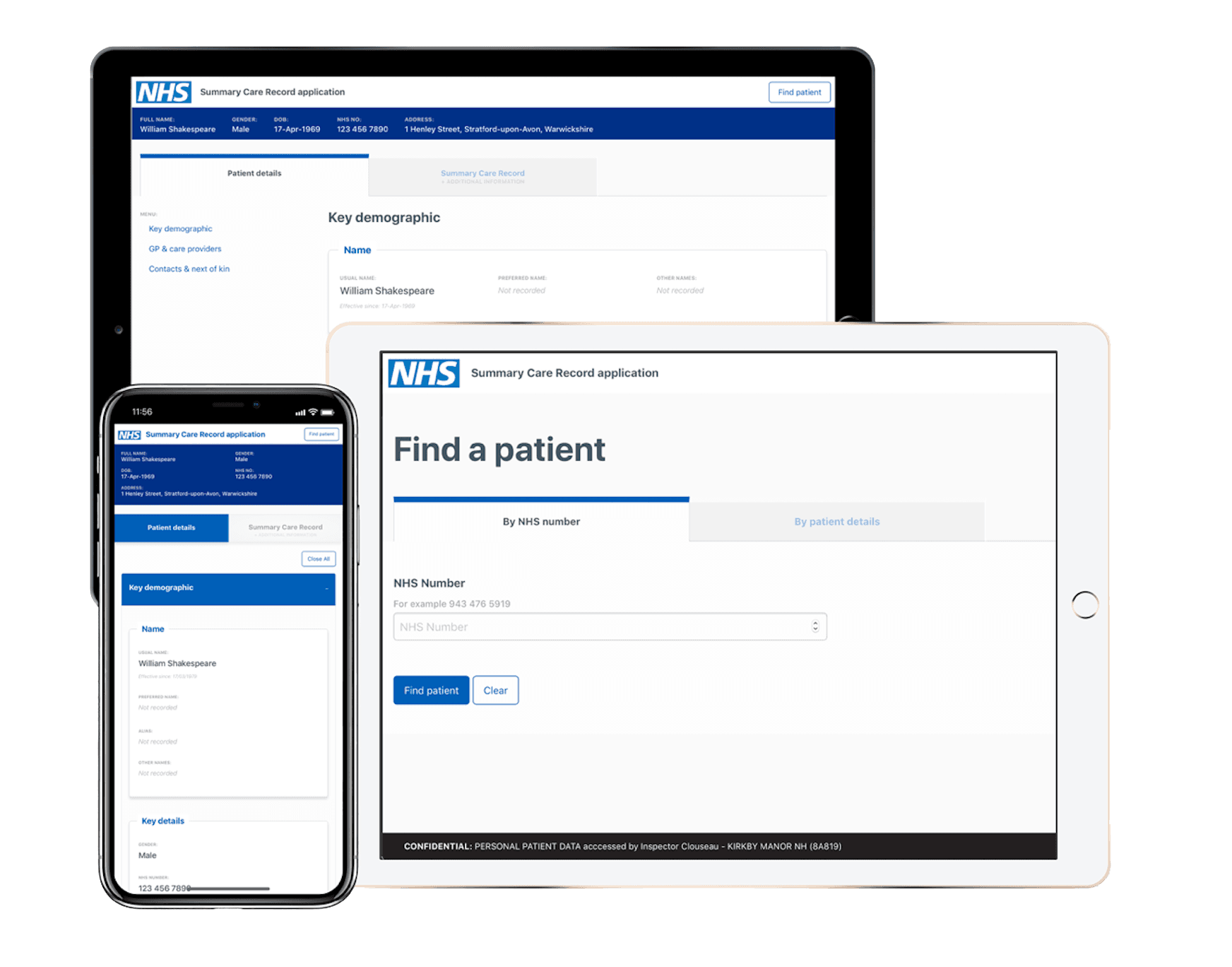 Summary Care Record experiment screens, before a phased pilot